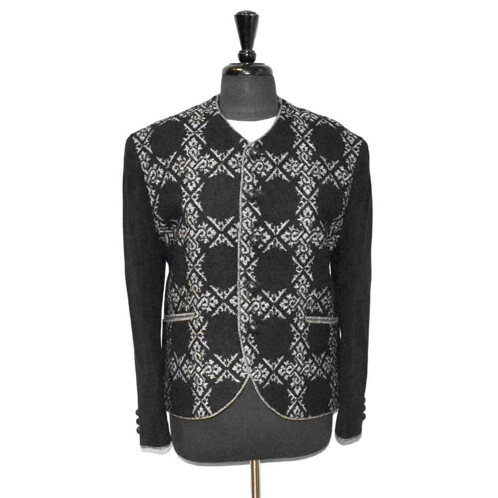 C0 Auth MATSUDA Nicole Tokyo Japan Black & White Wool Blend Jacket Size S